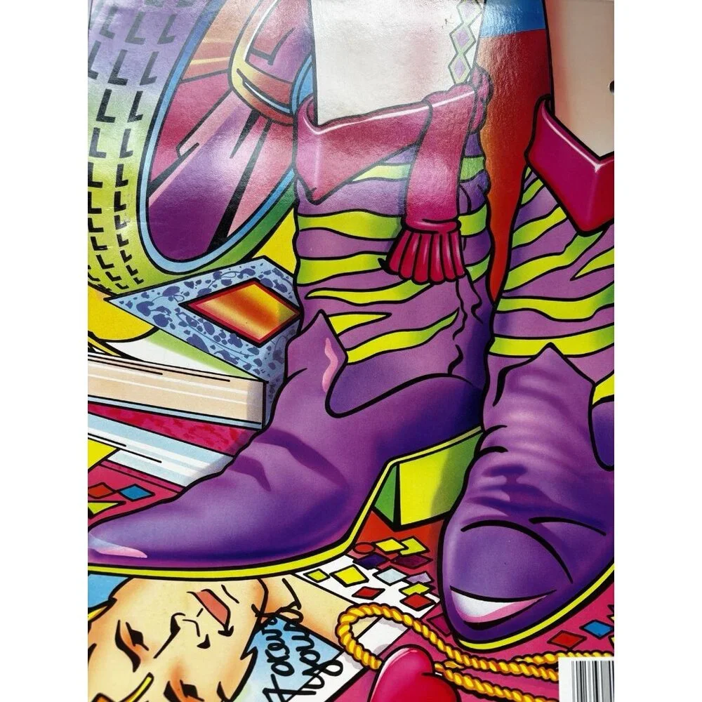 Vintage 1989 Pizazz Nuvo Folder Neon Purple Boots Cowboy Cowgirl 1989 School
